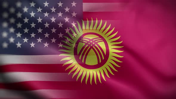 USA Kyrgyzstan Flag Loop Background 4K