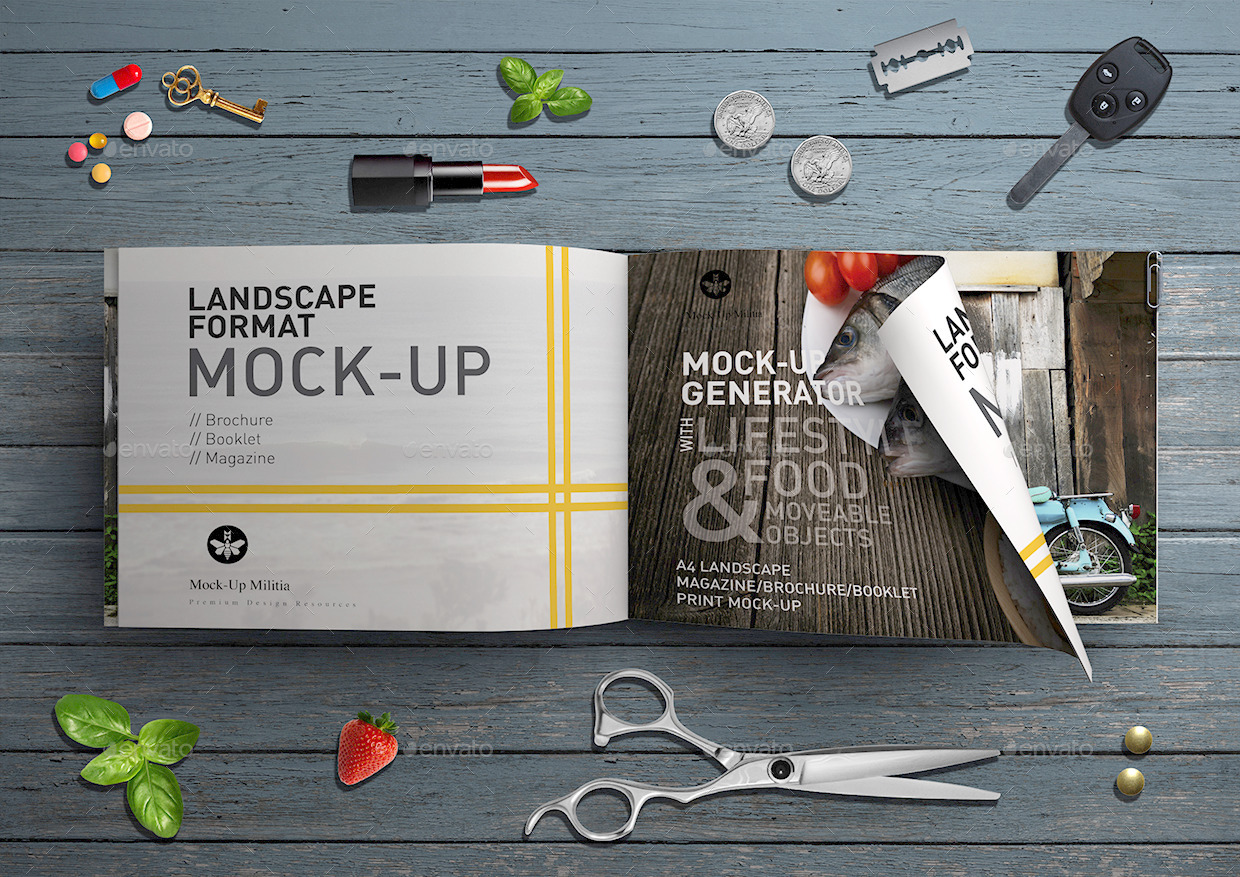 Download A4 Landscape Magazine Mock Up Scene Generator By Mock Up Militia