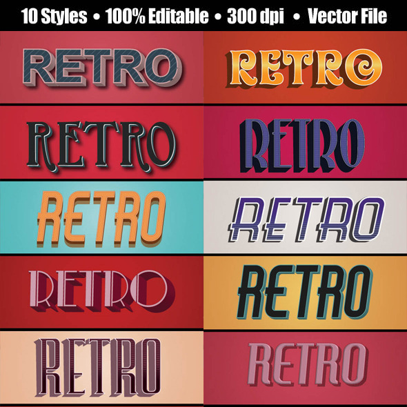 3D Vintage/Retro Text Style - Styles Illustrator