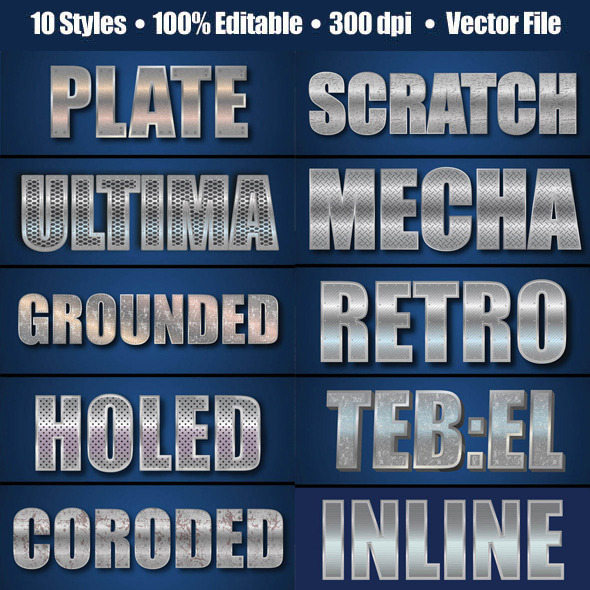 3D Metallic Chrome Graphic Style 01 - Styles Illustrator