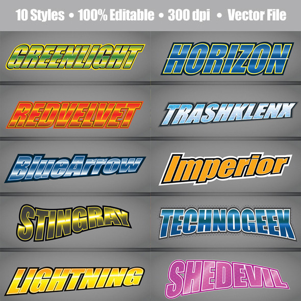 Racing Video Game Title Style - Styles Illustrator