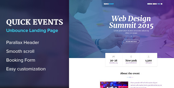 QuickEvents Responsive Unbounce - ThemeForest 10951945