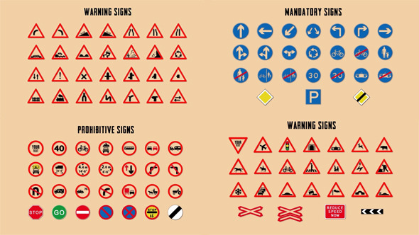105 Traffic Signs - VideoHive 9559409