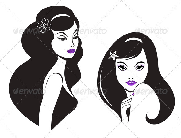 Beautiful Woman With Black Long Hair - People Characters