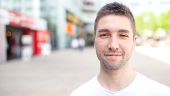 Video Portrait of a Confident Smiling Man