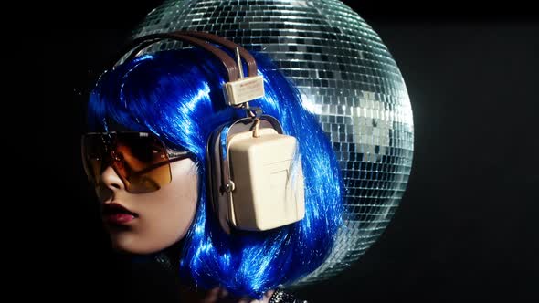 Unique Stop Motion Clip A Fashion Mannequin Head Wearing Retro Headphones 5 alt