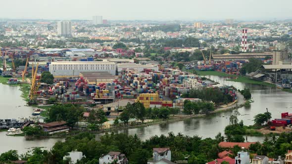 Busy Shipping Container Port In Ho Chi Minh City (Saigon) 2, Stock Footage