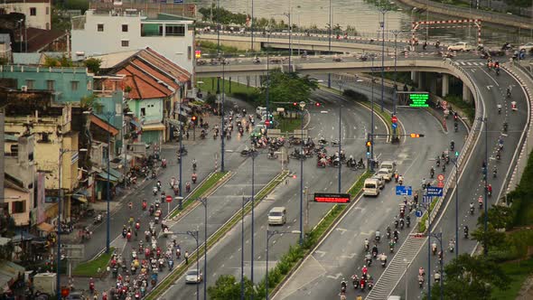 Traffic On Busy Street In Downtown Ho Chi Minh City (Saigon) Vietnam 2