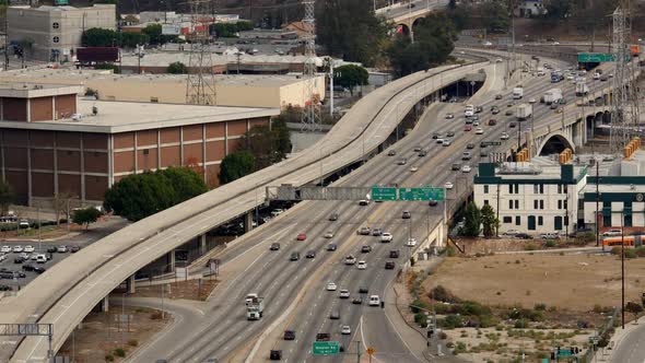 Traffic On Busy Freeway In Downtown Los Angeles California 20