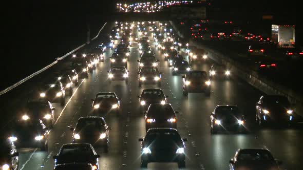 Traffic On The Busy Freeway At Night - 2
