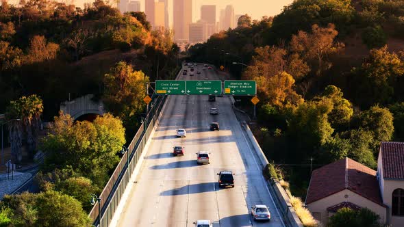 Downtown Los Angeles With Traffic 7