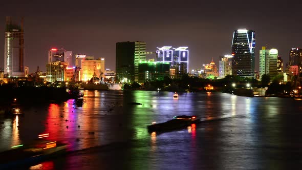 Scenic Ho Chi Minh City (Saigon) Skyline At Night - Vietnam 1