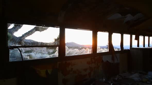 Abandon Bus In The Desert At Sunset 3