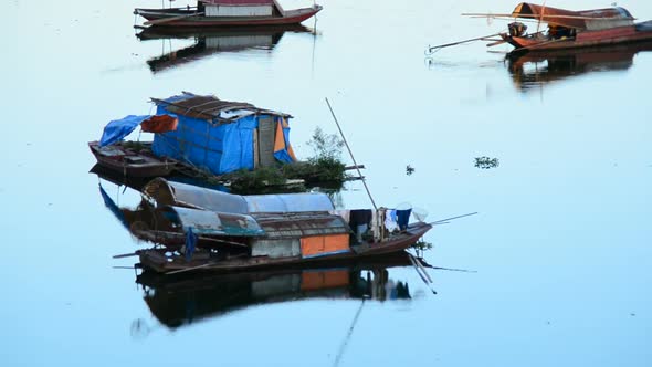 Fishing Boats In The Song Hong River -  Hanoi Vietnam 1