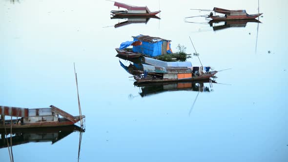 Fishing Boats In The Song Hong River -  Hanoi Vietnam 2