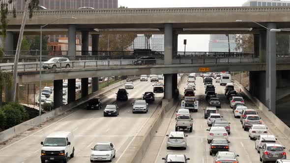 View Of Traffic On Busy Freeway In Downtown Los Angeles 12