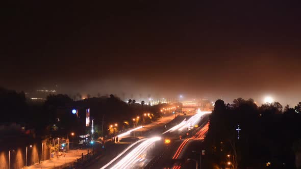 Fog Creeps Over Los Angeles Freeway 1