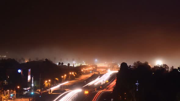 Fog Creeps Over Los Angeles Freeway 2