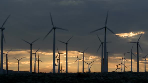 Power Windmills In The California Desert At Sunset 3