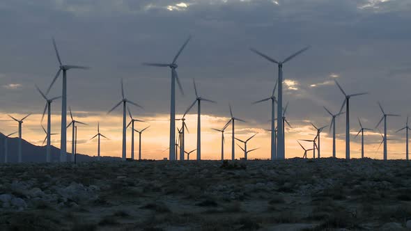 Power Windmills In The California Desert At Sunset 4