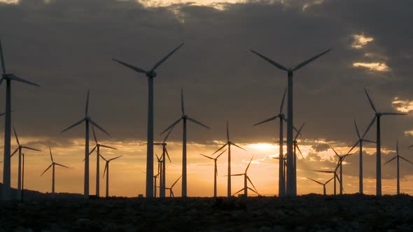 Power Windmills In The California Desert At Sunset 5