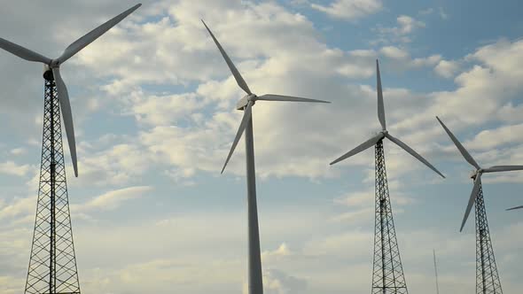 Power Windmills In The California Desert At Sunset 7