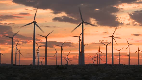 Power Windmills In The California Desert At Sunset 8