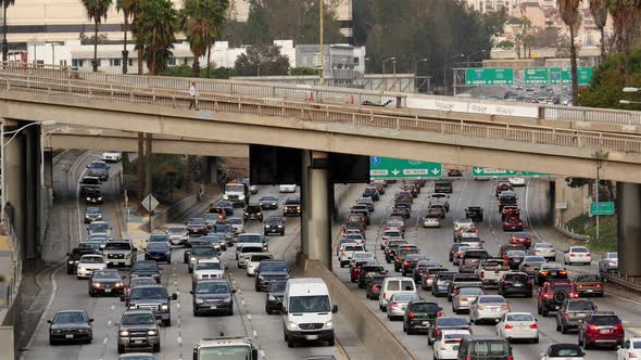 Traffic On Busy Freeway In Downtown Los Angeles California 21
