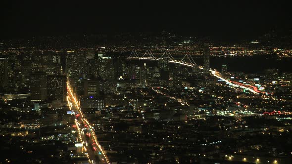 Night View Of San Francisco Bay From Twin Peaks - Clip 2