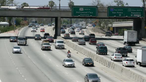 Freeway Traffic In Downtown Los Angeles. 1
