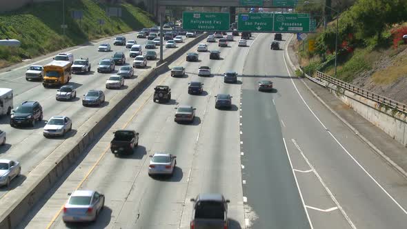 Freeway Traffic In Downtown Los Angeles. 5