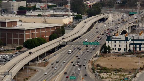 View Of Traffic On Busy Freeway In Downtown Los Angeles California 38