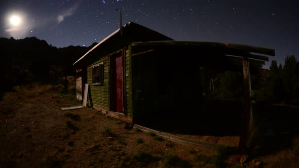 Abandon House In The Desert At Night