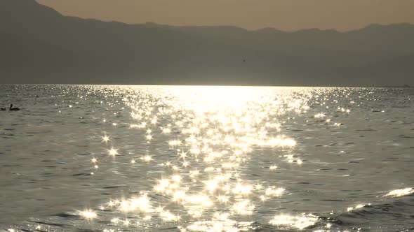 Golden Sun Reflection Off The Salton Sea 3
