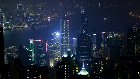 Hong Kong City And Victoria Harbour At Night From Victoria Peak 1