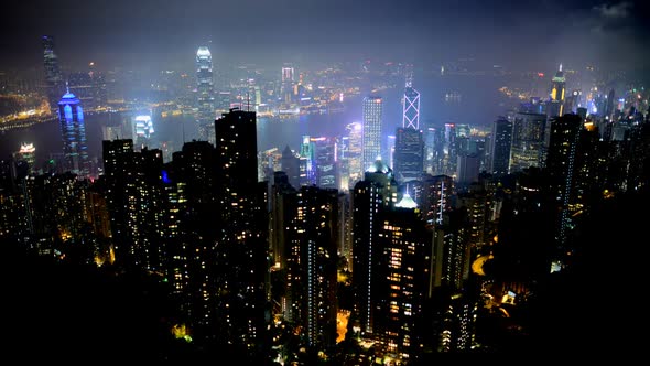 Hong Kong City And Victoria Harbour At Night From Victoria Peak 2