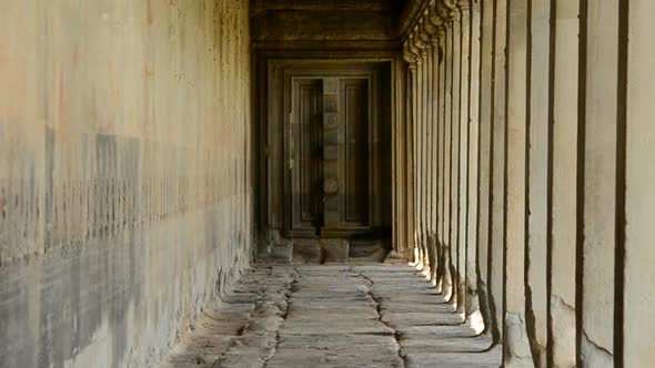 Ancient Temple Hallway  - Angkor Wat Temple Cambodia 1