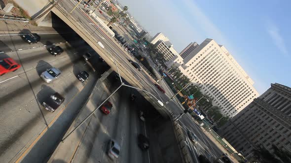 Heavy Traffic On Overpass On The 101 Freeway In Downtown Los Angeles 