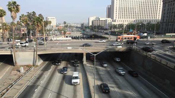 Heavy Traffic On Overpass On The 101 Freeway In Downtown Los Angeles 2