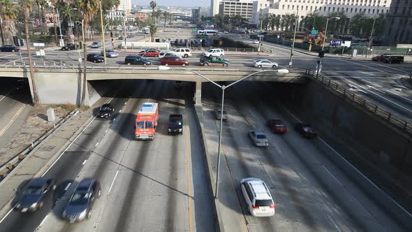 Heavy Traffic On Overpass On The 101 Freeway In Downtown Los Angeles 3