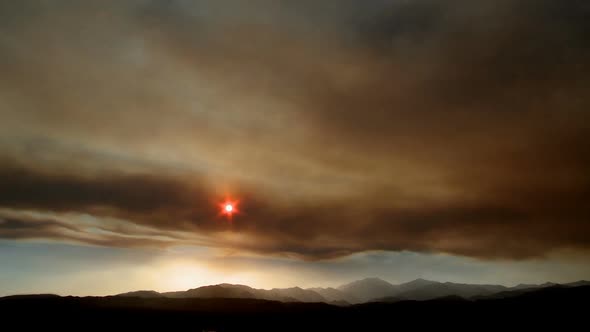 Smoke Clouds From Fire At Sunset 2