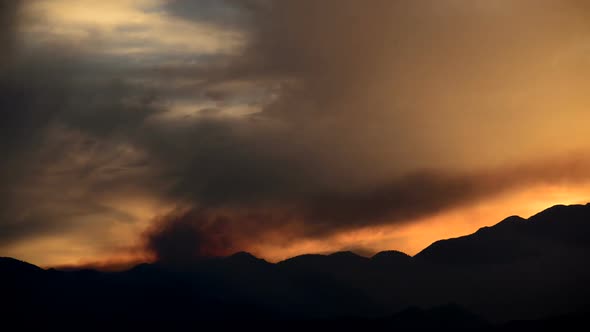 Smoke From Forest Fire During Sunset 1