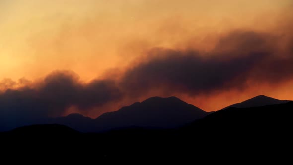 Smoke From Forest Fire During Sunset 2