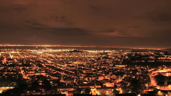 City Of San Francisco At Night From Twin Peaks - Clip 1