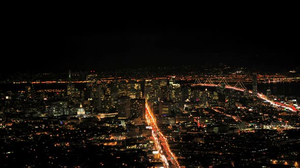City Of San Francisco At Night From Twin Peaks - Ver 3