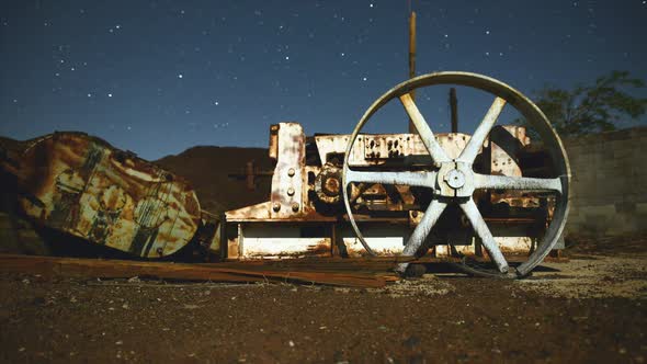 Time Lapse Pan Of Abandon Mine At Night 12