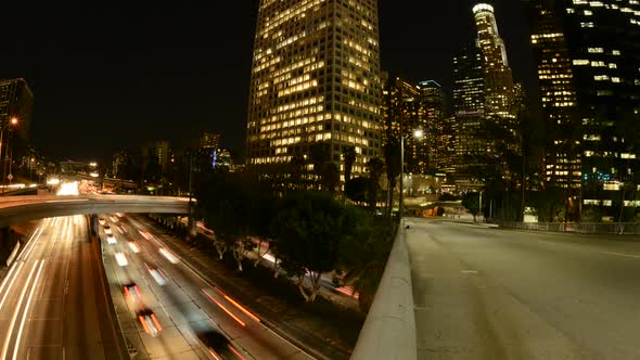 Time Lapse Of Buildings And Traffic In Los Angeles At Night 1