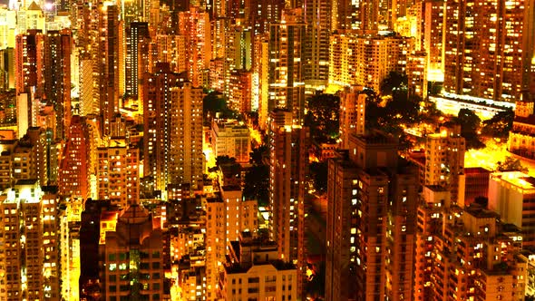Time Lapse Pan Of Hong Kong Skyline And Victoria Harbour At Night - Hong Kong China 1