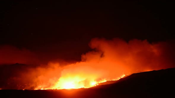 Time Lapse Of Large Forest Fire At Night 11