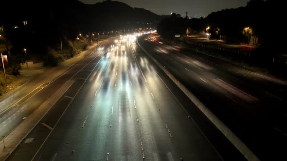 Time Lapse Of Busy Highway At Night, Los Angeles 10
